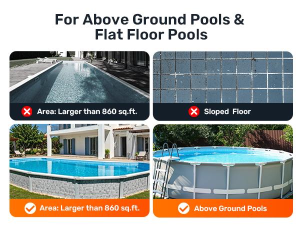 【Flat Bottom ONLY】Cordless Robotic Pool Cleaner, Lasts 90 Min, Automatic Vacuum for Above-Ground Pools up to 860 Sq.ft, Pool Vacuum, Portable, Self-Parking #smartliving