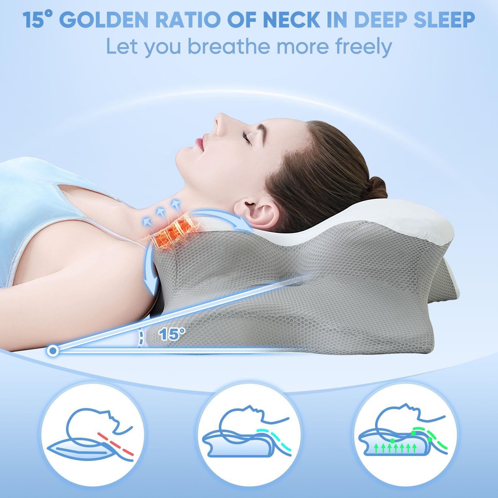 Double-Sided Contoured Neck Pillow, Supportive Memory Foam with Cooling Cover, Zoned Design, and Extra-Large Armrest for Side, Stomach, and Back Sleepers #GLOBAL PICKS