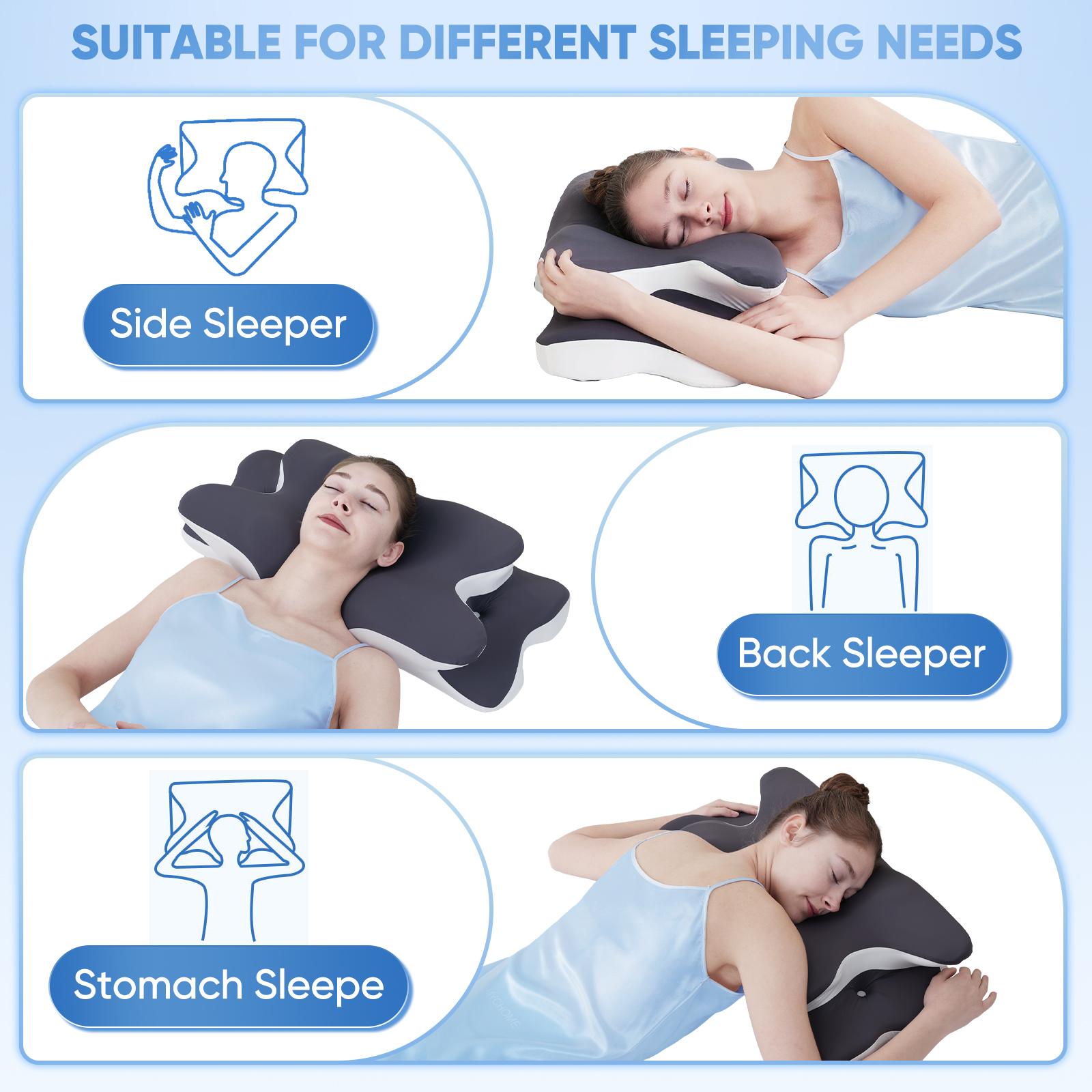 Double-Sided Contoured Neck Pillow, Supportive Memory Foam with Cooling Cover, Zoned Design, and Extra-Large Armrest for Side, Stomach, and Back Sleepers #GLOBAL PICKS