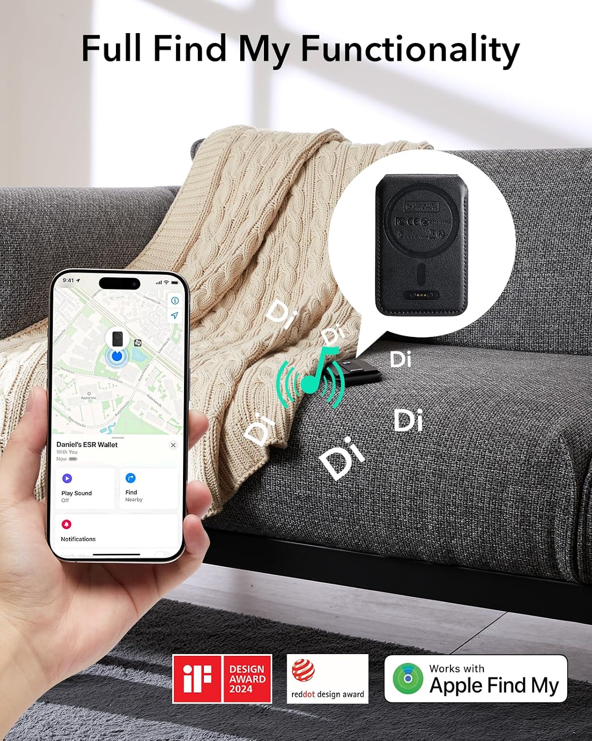 ESR Geo for Magsafe Wallet with Full Find My Functionality,5 Card Holder Stand Grip for Phone Case, RFID Blocking, Magnetic Wallet for iPhone 17e/17/16/15/14/13/12 Series, with Adjustable Stand, Black