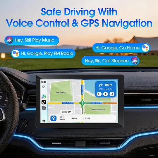 Autoradio avec écran tactile rotatif de 10,1 pouces — Format 1-DIN, système Android 13, compatible Apple CarPlay et Android Auto sans fil, processeur quadricœur, 4 Go de RAM et 32 ​​Go de stockage, navigation GPS.