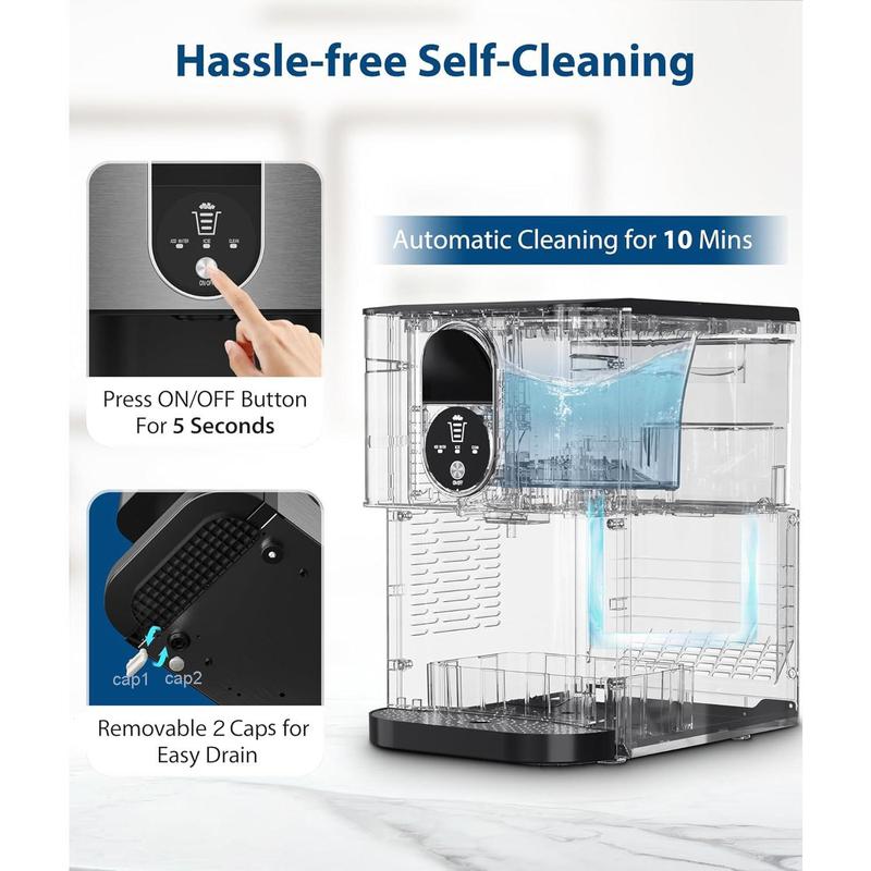 Nugget Ice Maker, 44lbs/Day, Fast 15min Ice, Self-Dispensing & Self-Cleaning