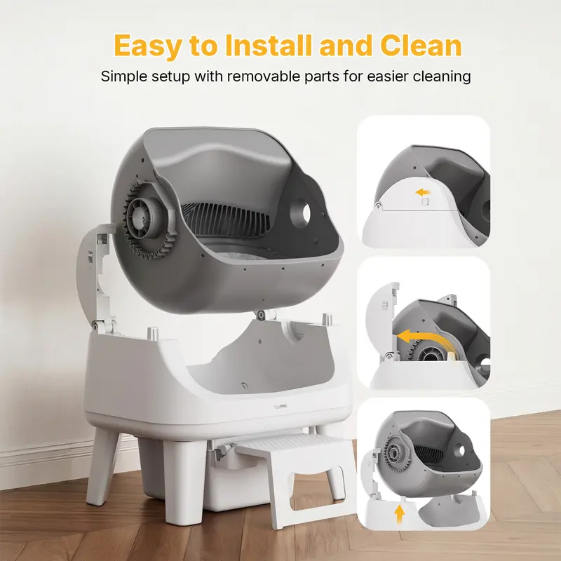 AutoScooper 12 Lite Katzentoilette mit offenem Deckel, automatischer Selbstreinigung, bequemer Einstiegsstufe, dreifachem Sicherheitsschutz, keine App erforderlich