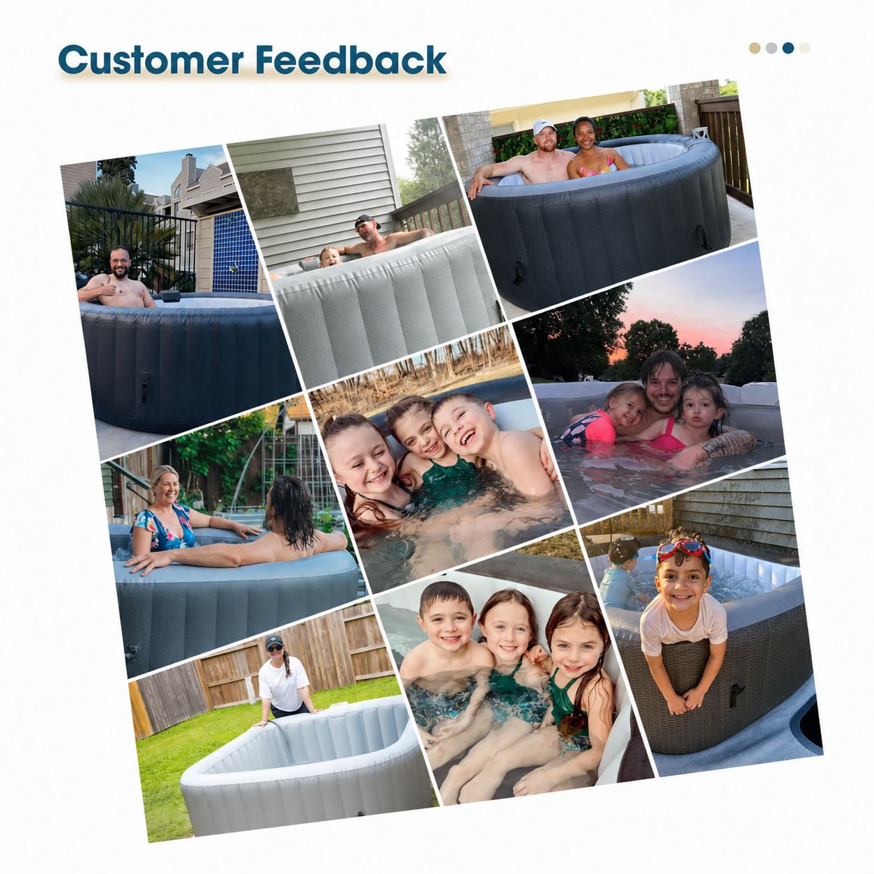 4-6 Person Inflatable Hot Tub with 130 Bubble Jets