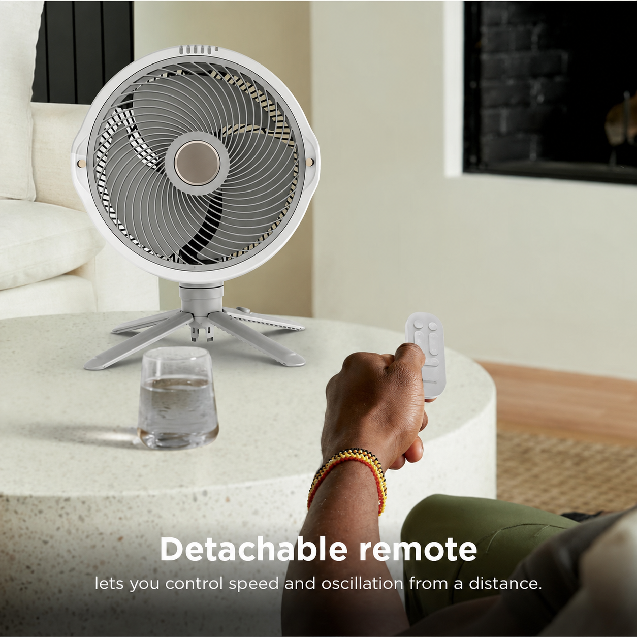 Portable Cordless Misting Fan – Indoor & Outdoor Floor and Tabletop Fan with 24-Hour Battery and Remote