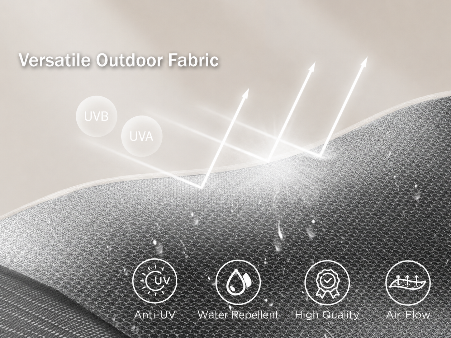 Outdoor umbrella fabric with UV protection and water-repellent properties