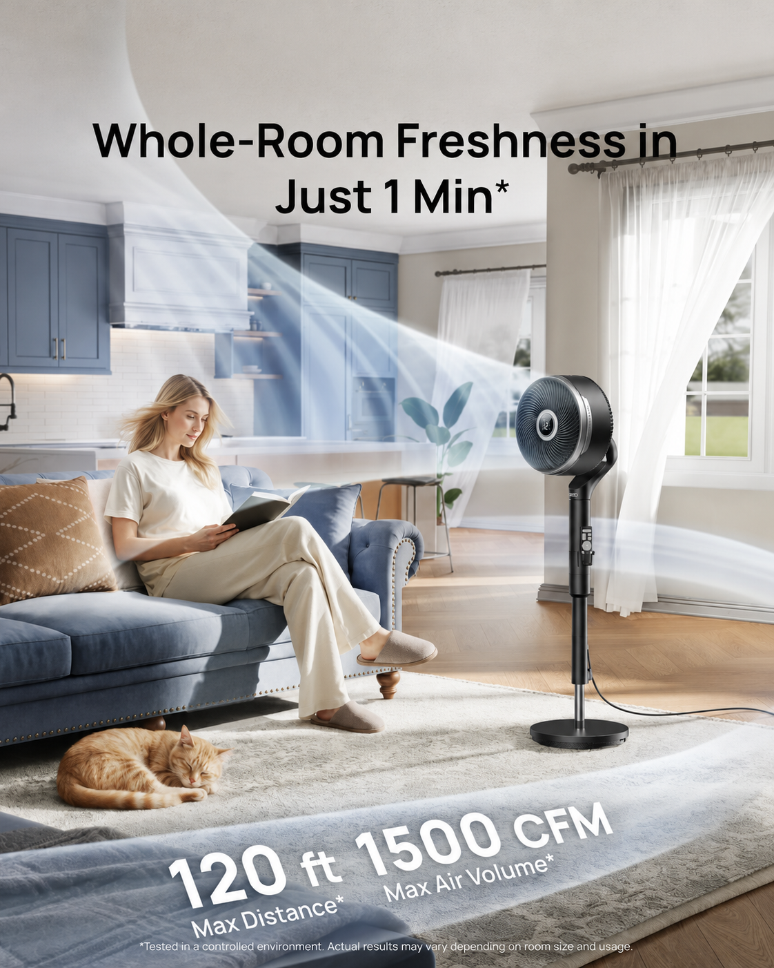 VortexFlow X3 Smart Air Circulator Fan – 2-in-1 Tabletop & Pedestal Design with 3D Oscillation, 12 Speeds & Ultra-Quiet Operation