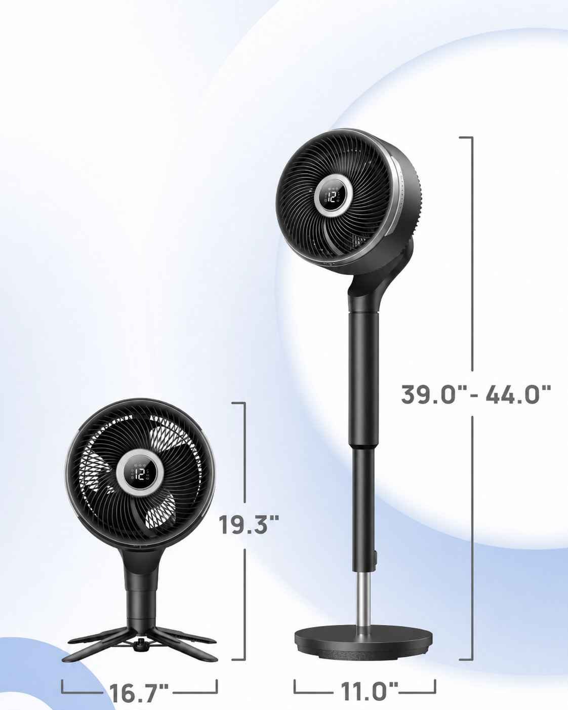 VortexFlow X3 Smart Air Circulator Fan – 2-in-1 Tabletop & Pedestal Design with 3D Oscillation, 12 Speeds & Ultra-Quiet Operation