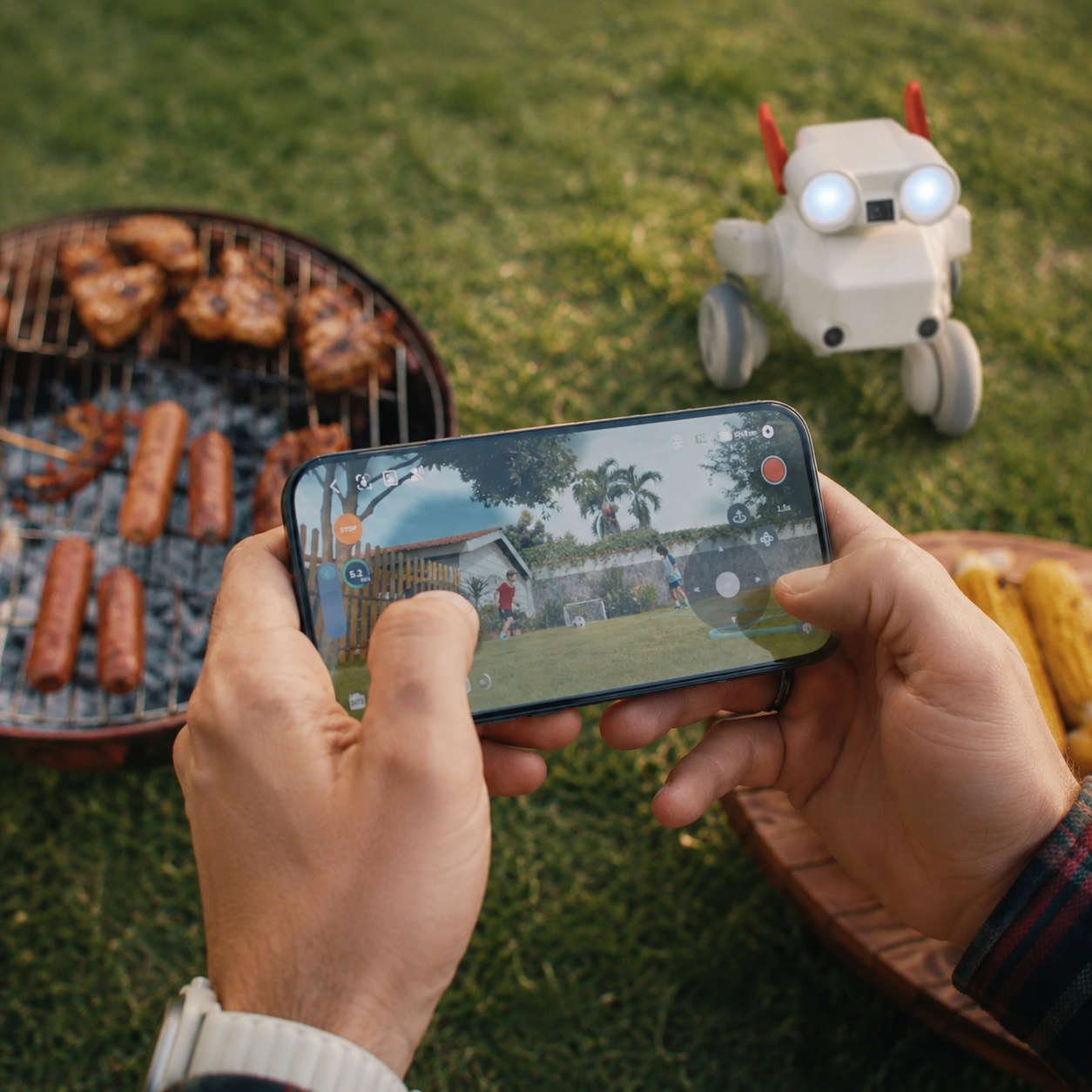 4K All-Terrain AI Tracking Camera Robot with HDR, Multi-Mode Subject Tracking, Live Preview, Self-Righting Design & Obstacle Navigation for Pets, Sports and Outdoor Filming