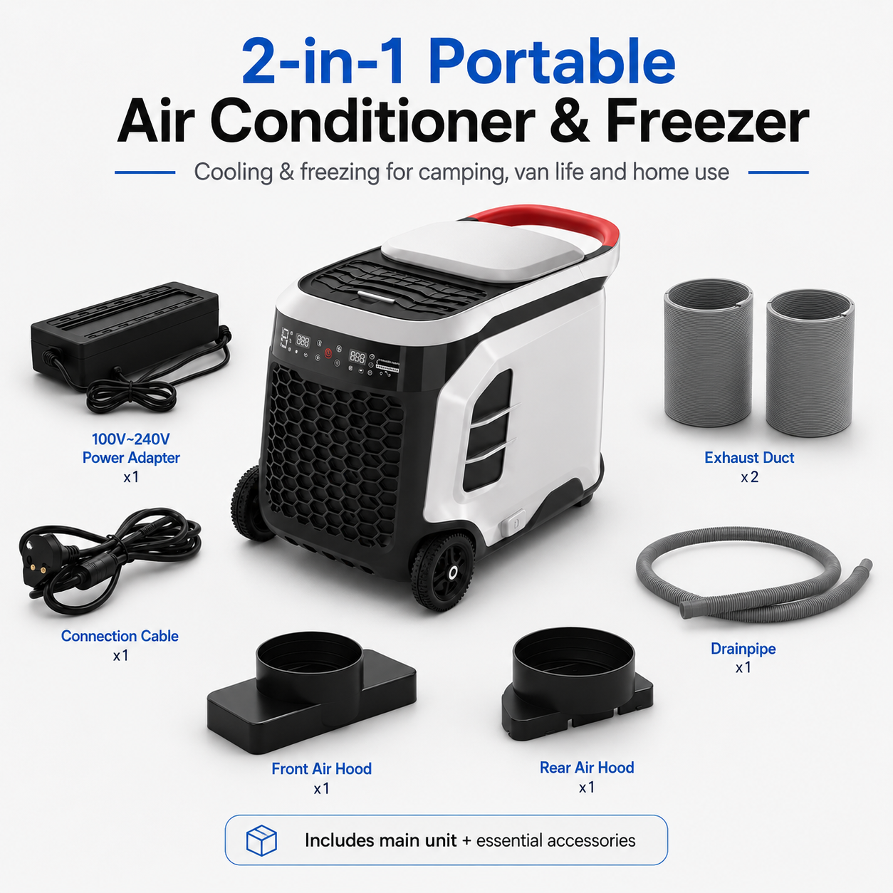 2-in-1 Portable Air Conditioner & Freezer for Camping and Van Life – Rapid Cooling, Deep Freezing, Food & Drink Chilling Anywhere