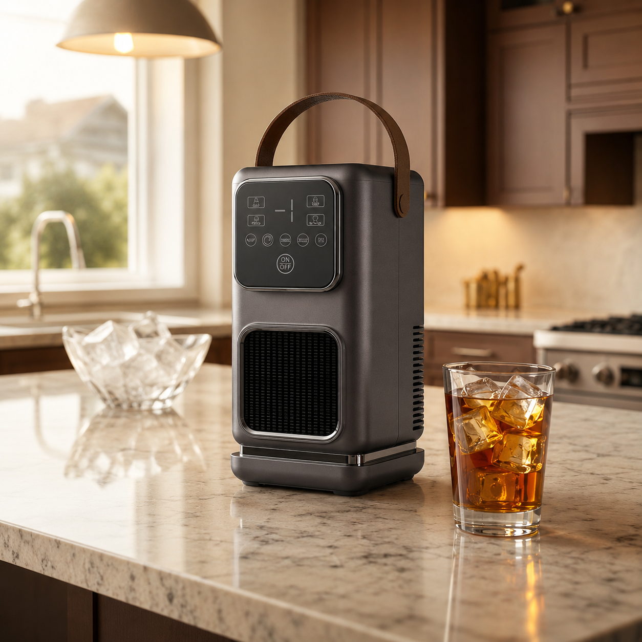 Smart Portable Ice Maker & Beverage Station – Ice, Chill & Warm | 20% Faster Ice Making | App Control | 12V Vehicle Compatible | Optional Water Pump