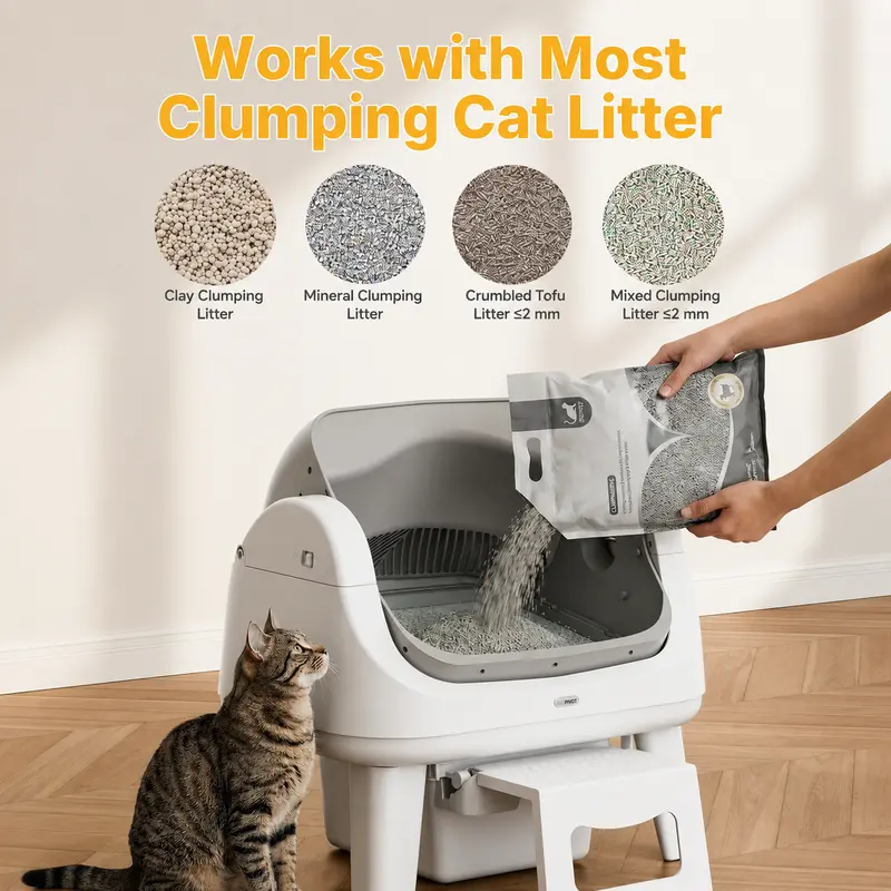 AutoScooper 12 Lite Katzentoilette mit offenem Deckel, automatischer Selbstreinigung, bequemer Einstiegsstufe, dreifachem Sicherheitsschutz, keine App erforderlich