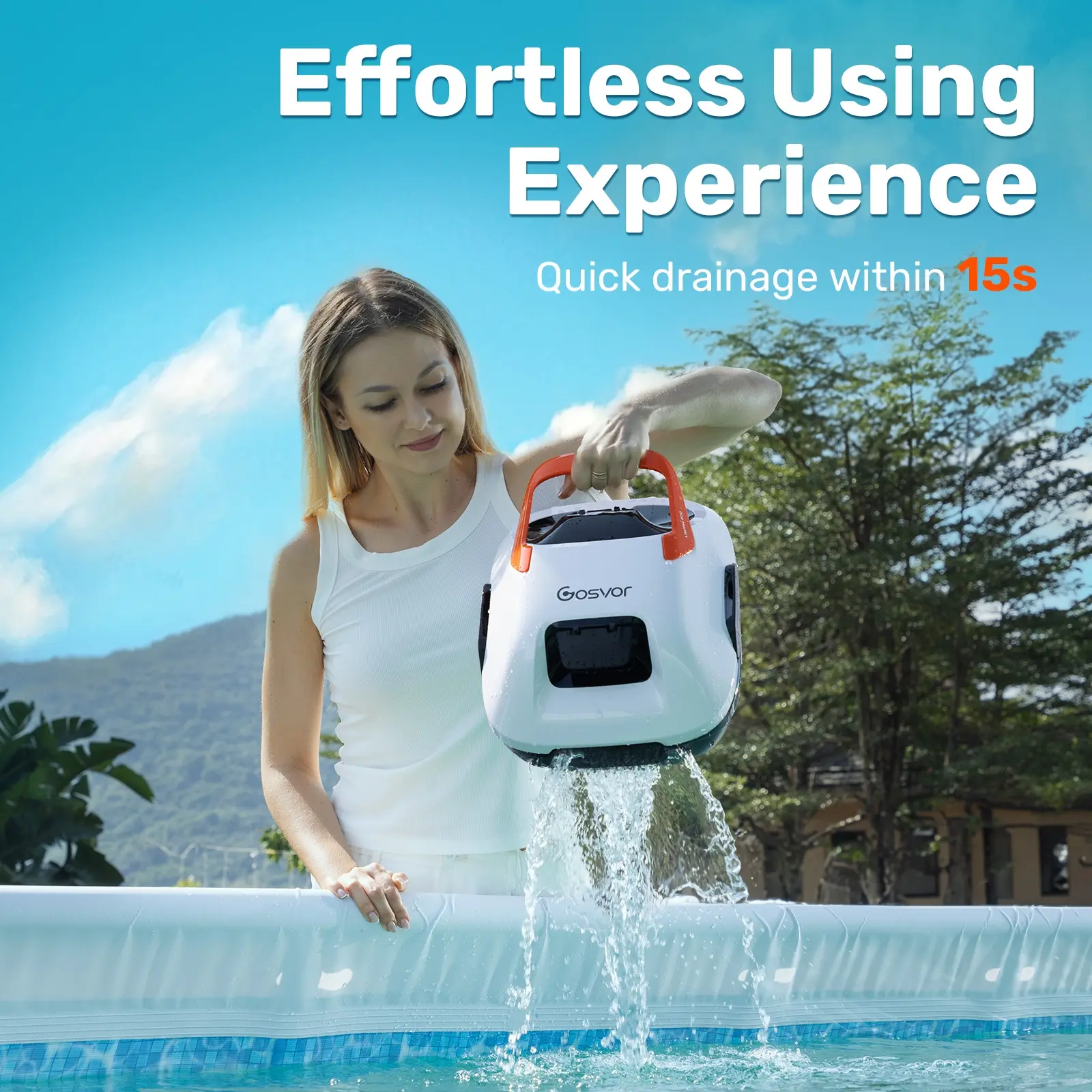 Cordless Robotic Pool Cleaner-Lasts 90 Min