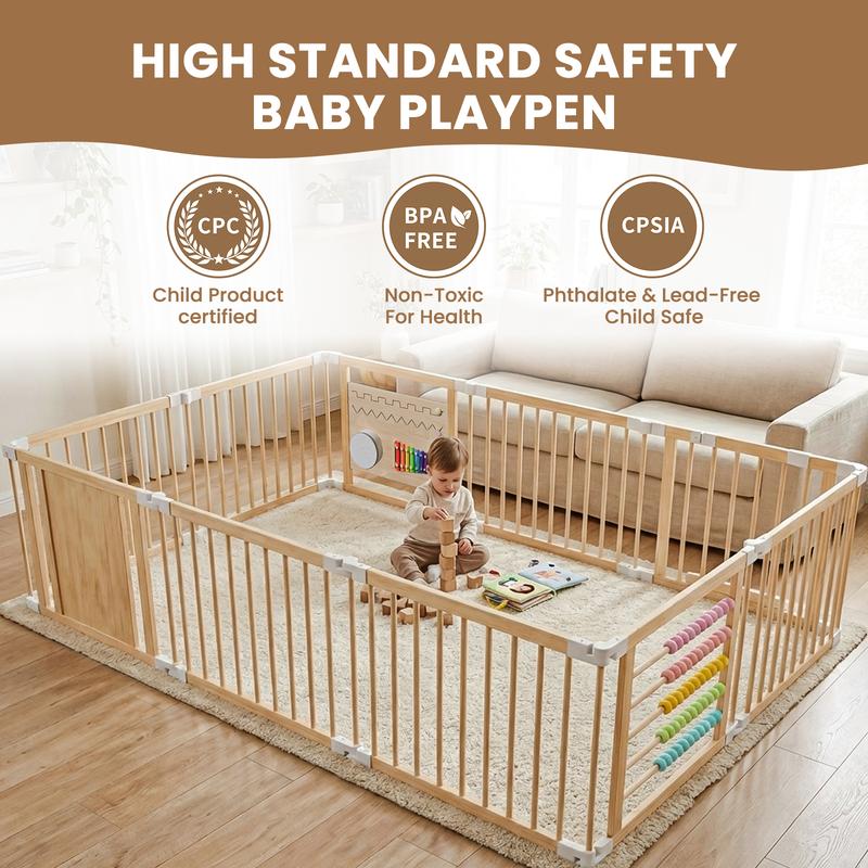 Natural Wooden Baby Playpen