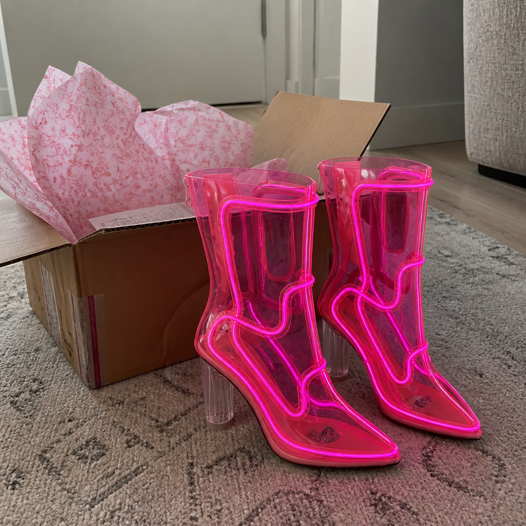 Pink LED cowboy boots customer review
