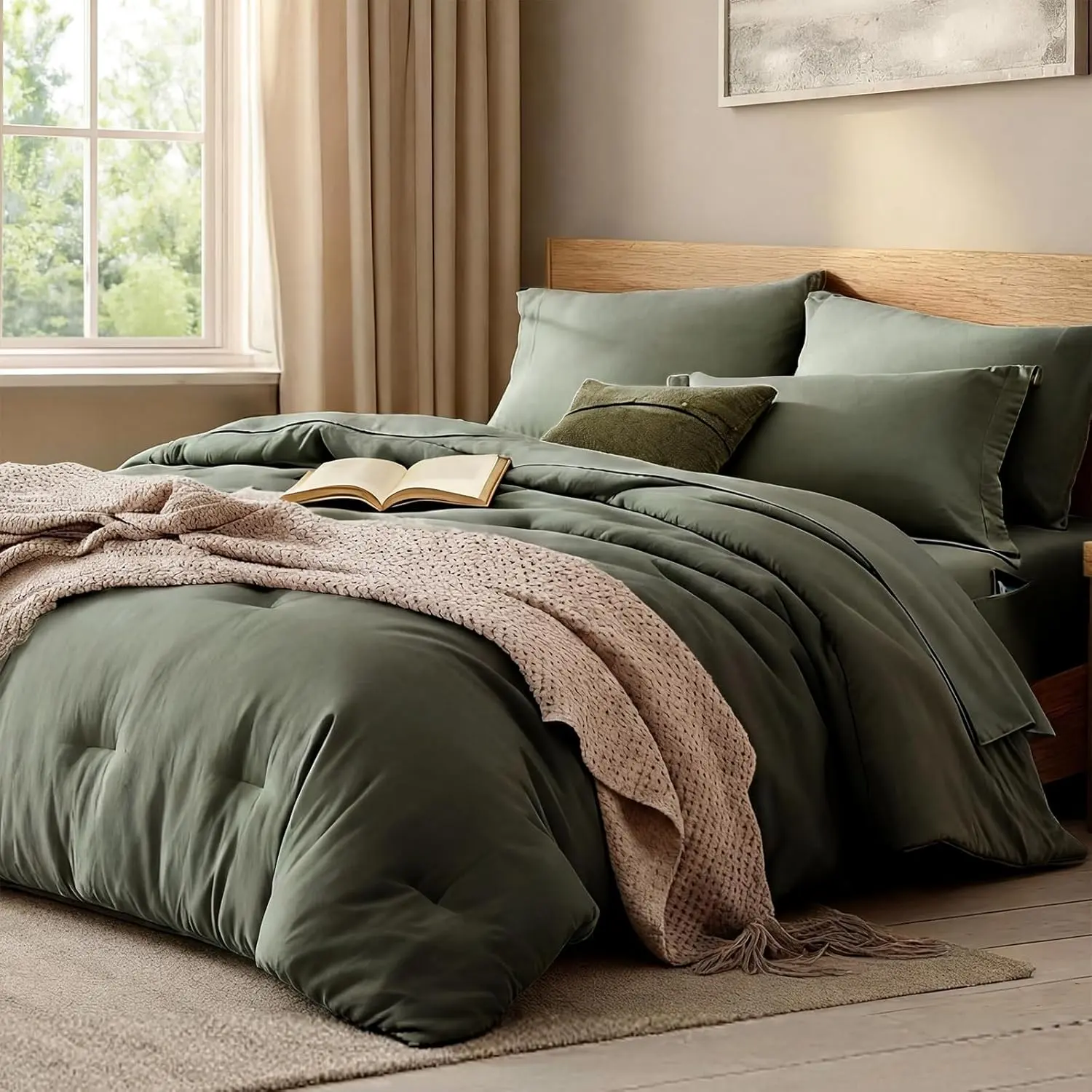 Comforter Set- 7 Pieces Soft Super size with Double Sided Storage Pockets