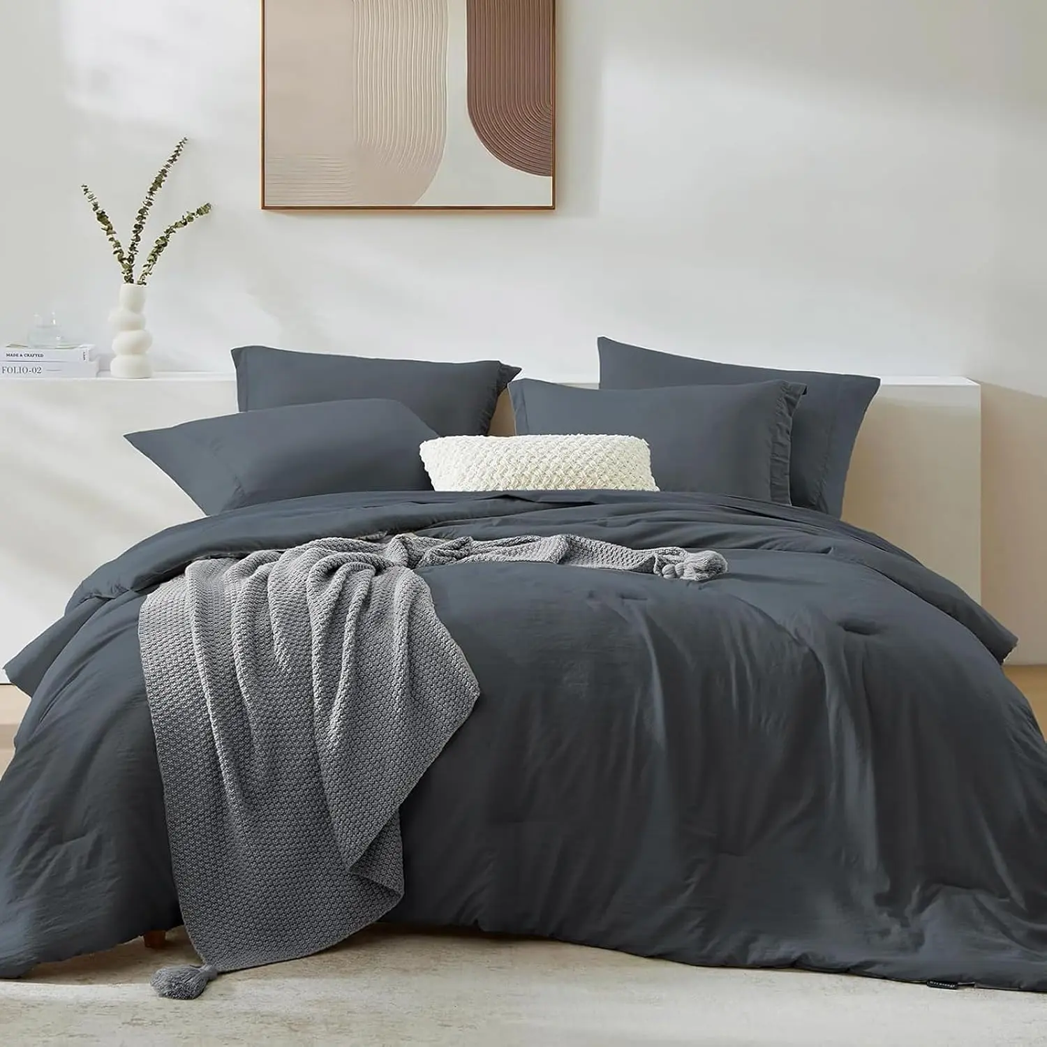 Comforter Set- 7 Pieces Soft Super size with Double Sided Storage Pockets