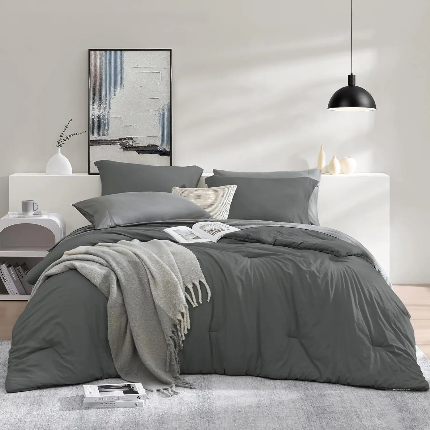 Comforter Set- 7 Pieces Soft Super size with Double Sided Storage Pockets