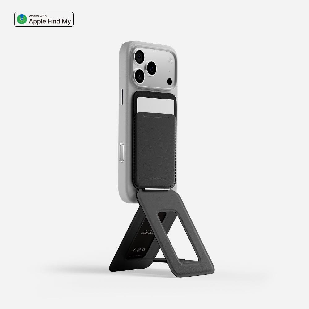 Trackable Tripod Wallet, Magnetic Wallet Stand, Find My Compatible Card Holder, Pocket-Size Selfie Stick, Vegan Leather Adjustable Phone Stand for Travel, Vlog, Video Call, Photography & Hands-Free Streaming