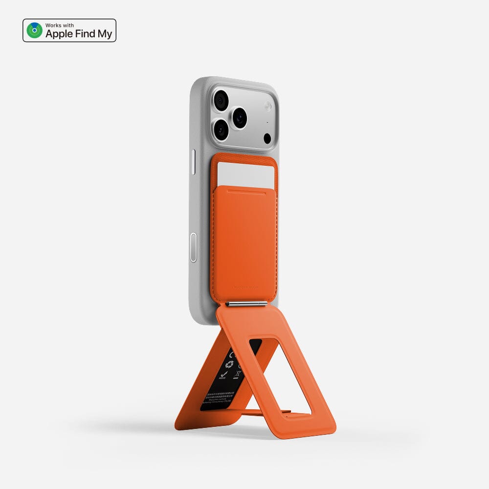 Trackable Tripod Wallet, Magnetic Wallet Stand, Find My Compatible Card Holder, Pocket-Size Selfie Stick, Vegan Leather Adjustable Phone Stand for Travel, Vlog, Video Call, Photography & Hands-Free Streaming