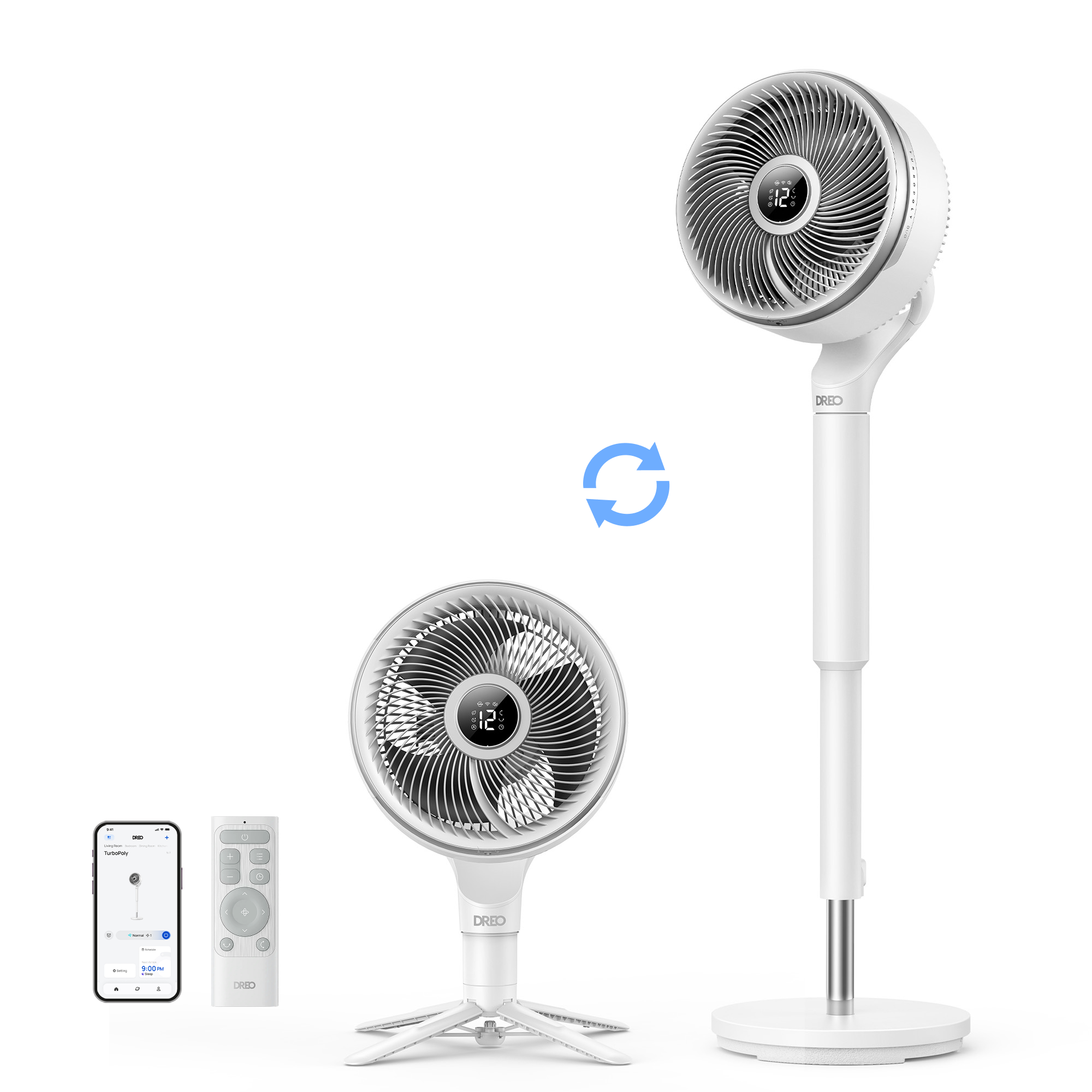 VortexFlow X3 Smart Air Circulator Fan – 2-in-1 Tabletop & Pedestal Design with 3D Oscillation, 12 Speeds & Ultra-Quiet Operation