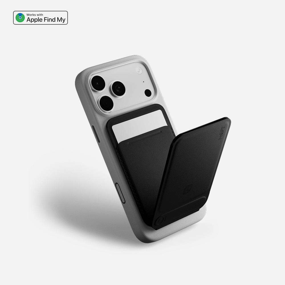 Trackable Tripod Wallet, Magnetic Wallet Stand, Find My Compatible Card Holder, Pocket-Size Selfie Stick, Vegan Leather Adjustable Phone Stand for Travel, Vlog, Video Call, Photography & Hands-Free Streaming