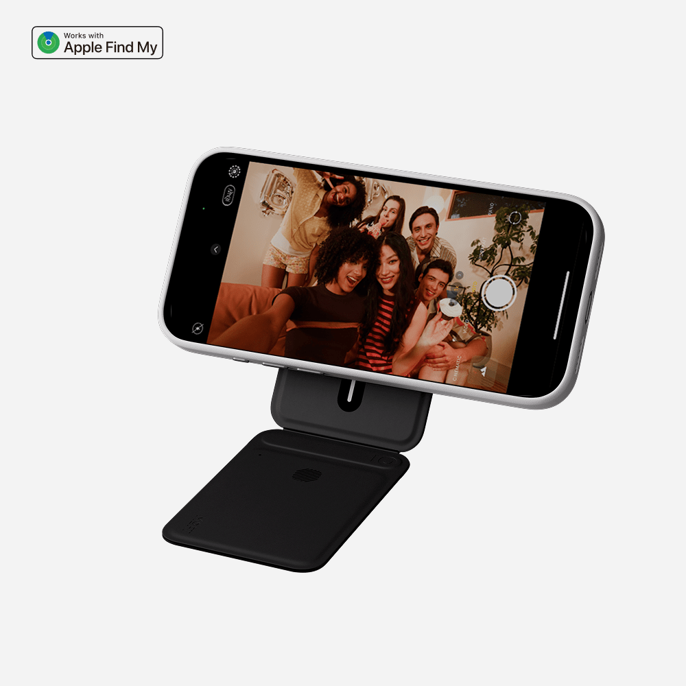 Trackable Tripod Wallet, Magnetic Wallet Stand, Find My Compatible Card Holder, Pocket-Size Selfie Stick, Vegan Leather Adjustable Phone Stand for Travel, Vlog, Video Call, Photography & Hands-Free Streaming