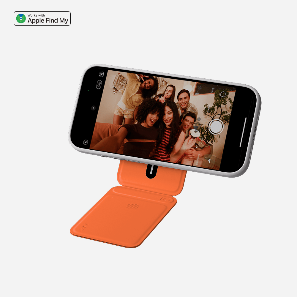 Trackable Tripod Wallet, Magnetic Wallet Stand, Find My Compatible Card Holder, Pocket-Size Selfie Stick, Vegan Leather Adjustable Phone Stand for Travel, Vlog, Video Call, Photography & Hands-Free Streaming