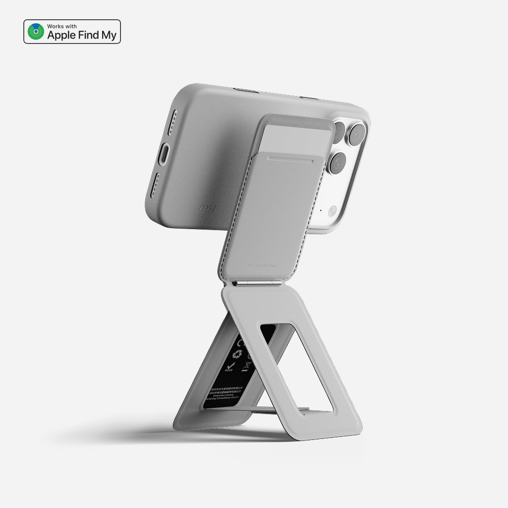 Trackable Tripod Wallet, Magnetic Wallet Stand, Find My Compatible Card Holder, Pocket-Size Selfie Stick, Vegan Leather Adjustable Phone Stand for Travel, Vlog, Video Call, Photography & Hands-Free Streaming