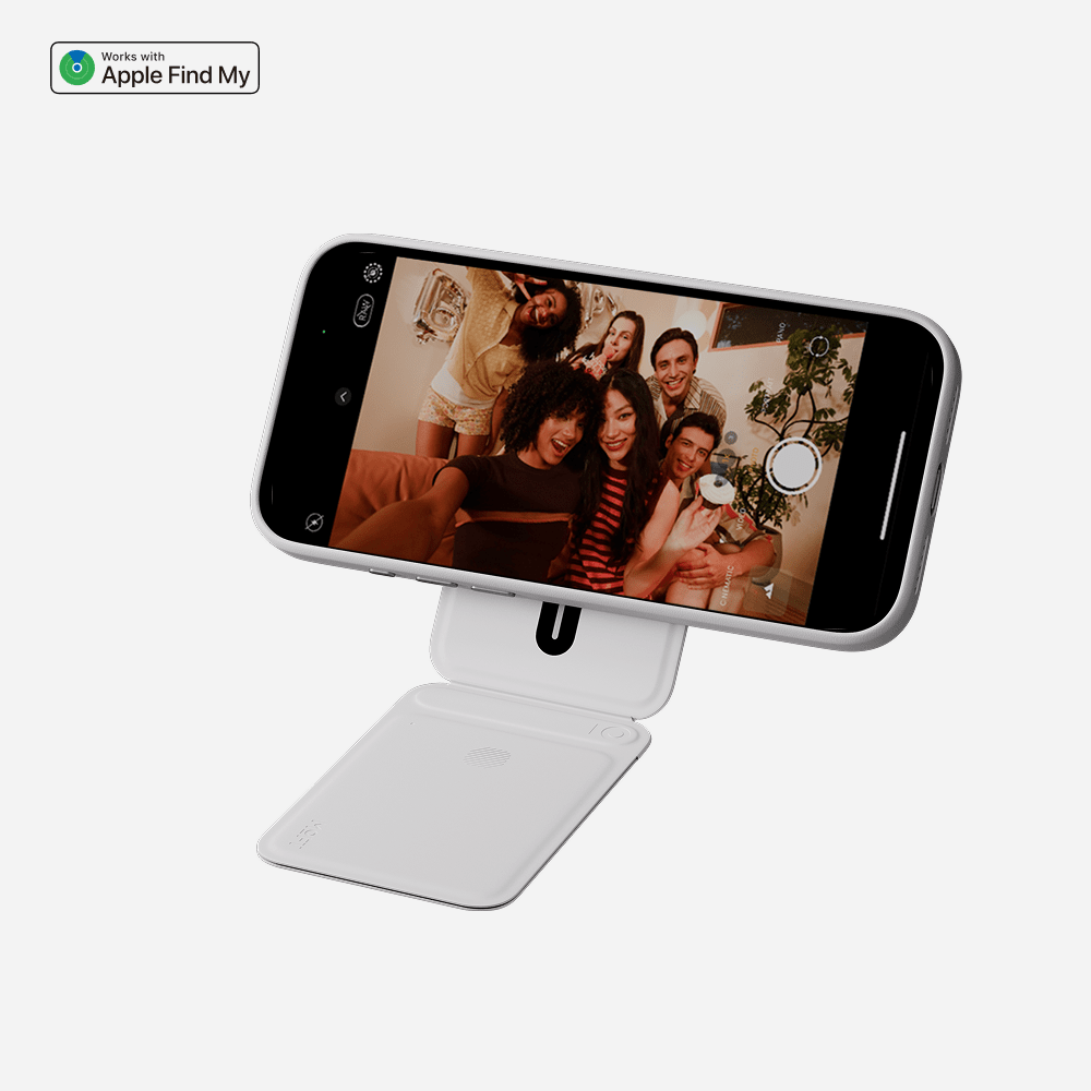 Trackable Tripod Wallet, Magnetic Wallet Stand, Find My Compatible Card Holder, Pocket-Size Selfie Stick, Vegan Leather Adjustable Phone Stand for Travel, Vlog, Video Call, Photography & Hands-Free Streaming