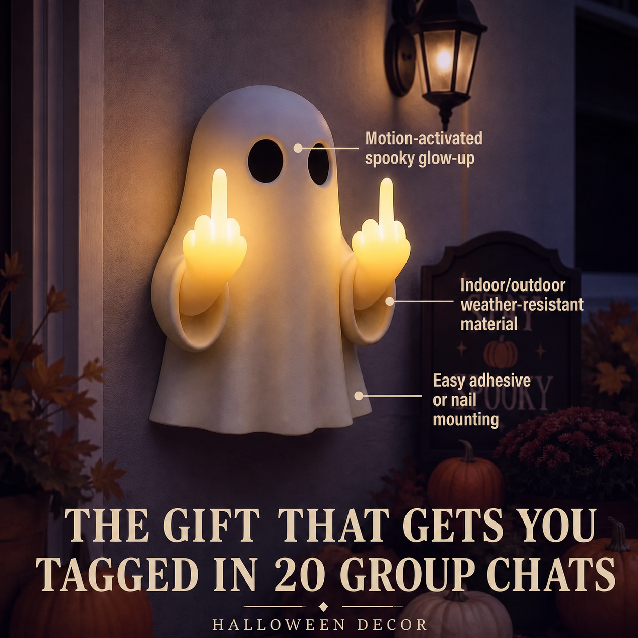 Halloween Ghost Middle Finger Glow Night Light