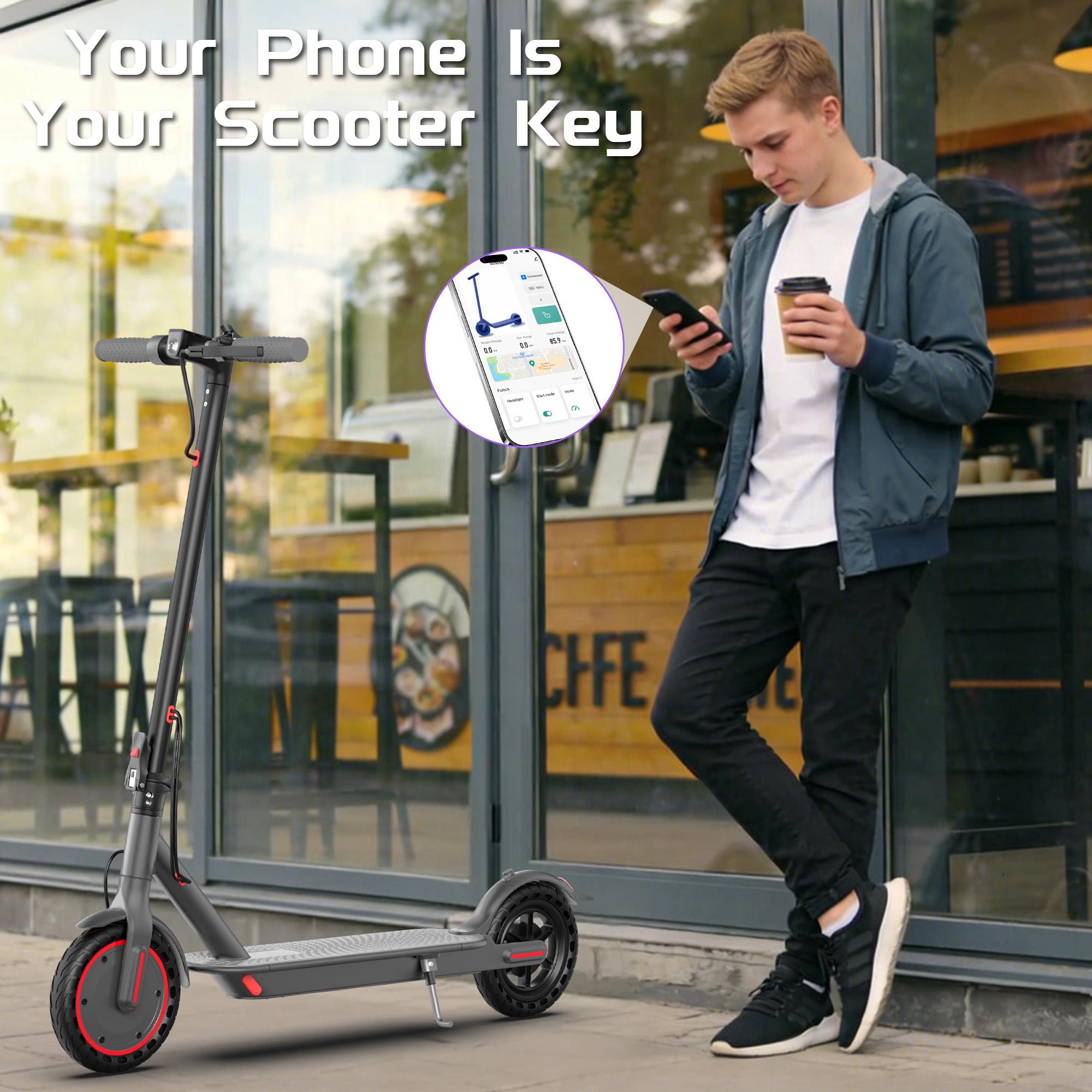 Verbesserter Elektroroller &ndash; 350-W-Motor, H&ouml;chstgeschwindigkeit 30 km/h, Reichweite 27&ndash;32 km, 8,5-Zoll-Vollgummireifen mit Wabenprofil, Doppelbremssystem, App-Steuerung und Sperrfunktion, geeignet f&uuml;r Jugendliche