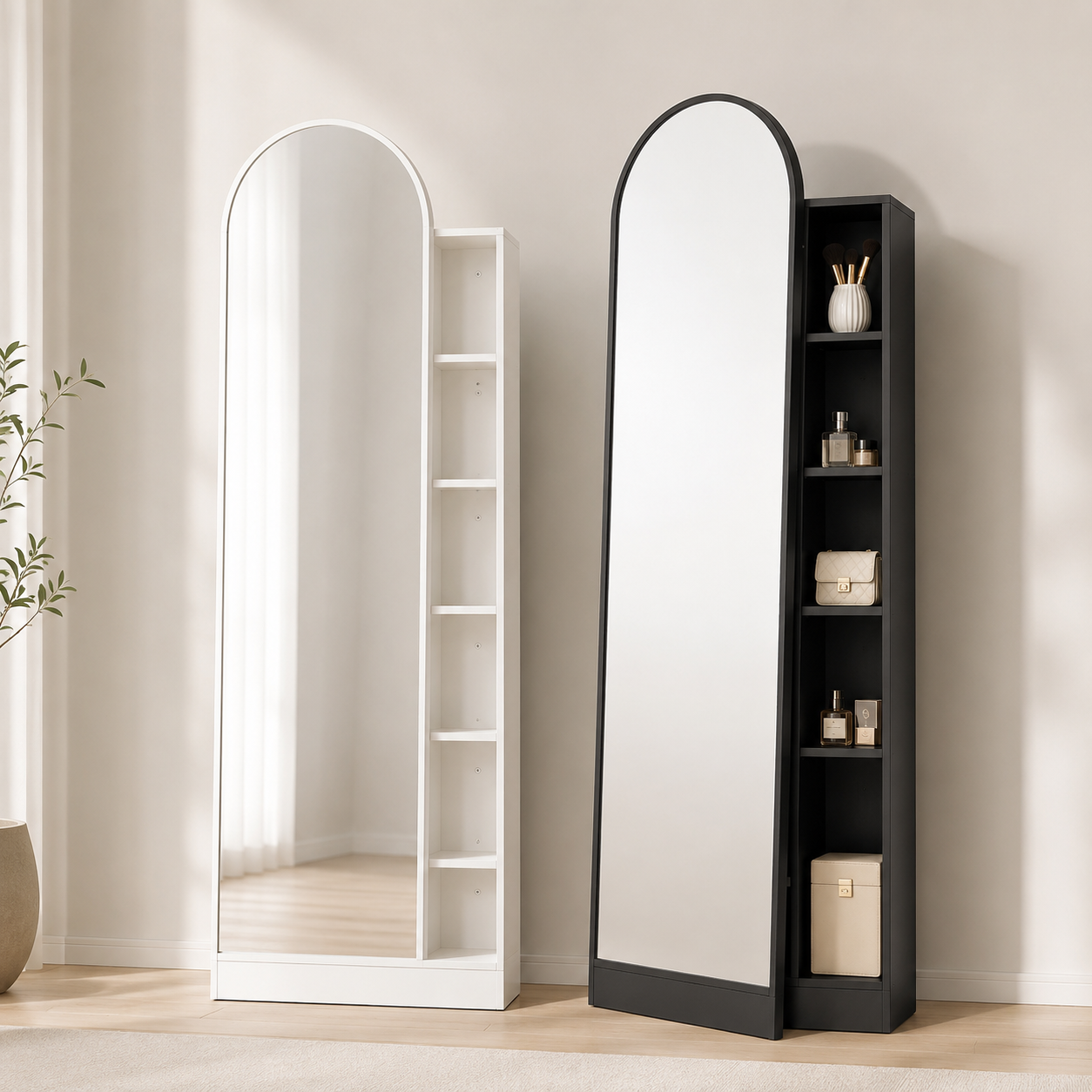 Full-Length Mirror Storage Cabinet