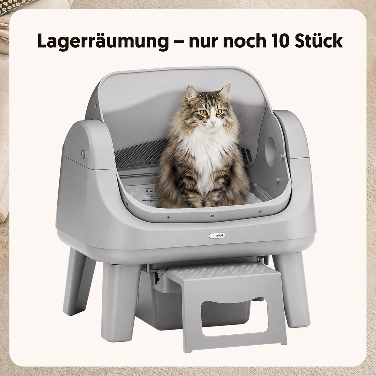 AutoScooper 12 Lite Katzentoilette mit offenem Deckel, automatischer Selbstreinigung, bequemer Einstiegsstufe, dreifachem Sicherheitsschutz, keine App erforderlich