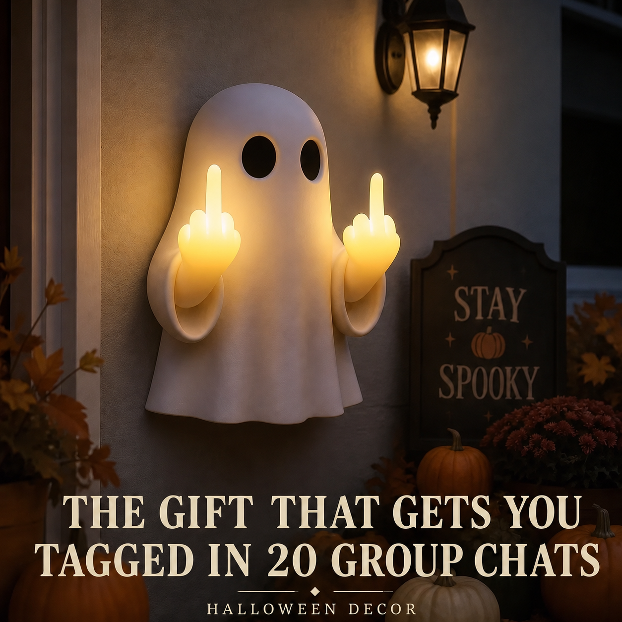 Halloween Ghost Middle Finger Glow Night Light