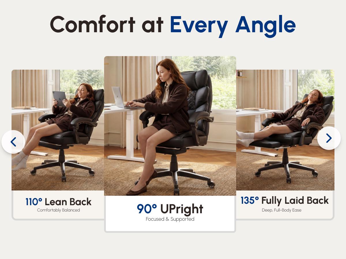 【Deals for you】Dowinx Big and Tall Office Chair with Pocket Spring Cushion,High Back Computer Gaming Chairs with Linkage Armrests,Executive Desk Chairs with Footrest,PU Leather