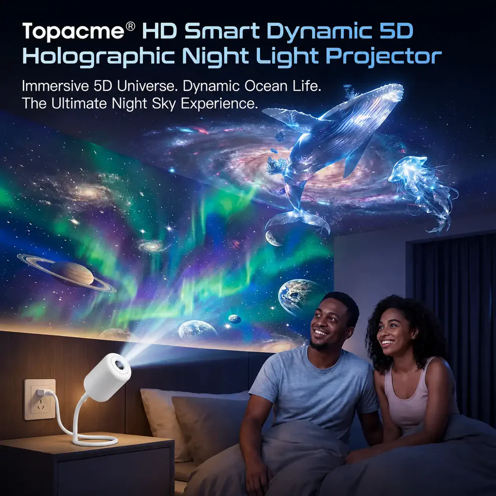 HD Smart Dynamic 5D Holographic Night Light Projector