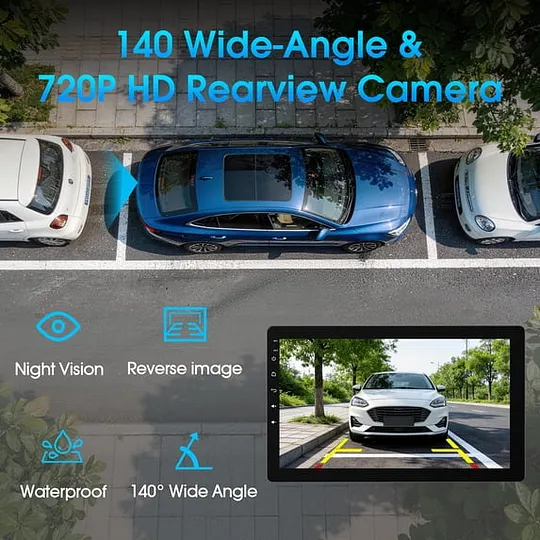 Autoradio avec écran tactile rotatif de 10,1 pouces — Format 1-DIN, système Android 13, compatible Apple CarPlay et Android Auto sans fil, processeur quadricœur, 4 Go de RAM et 32 ​​Go de stockage, navigation GPS.