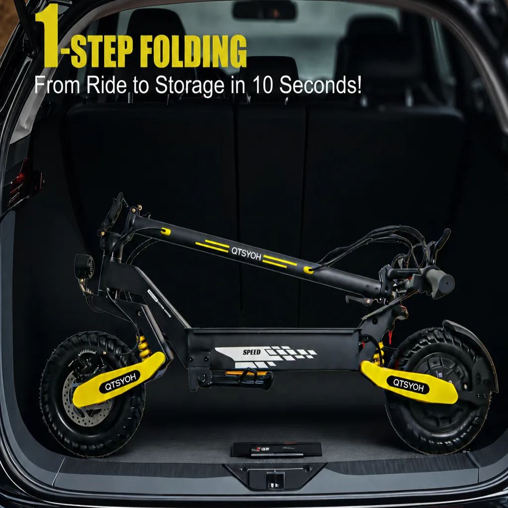 QTSYOH All Terrain Electric Scooter,1200W Violent Motor,30MPH Fast 20/40Miles Range,3 Seconds Folding,330LBs Load Capacity,Dual Shock Absorption,Foldable Off-Road E-Scooter