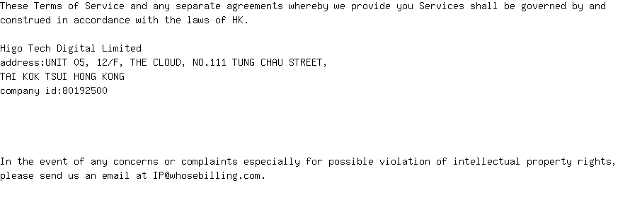 Payment information