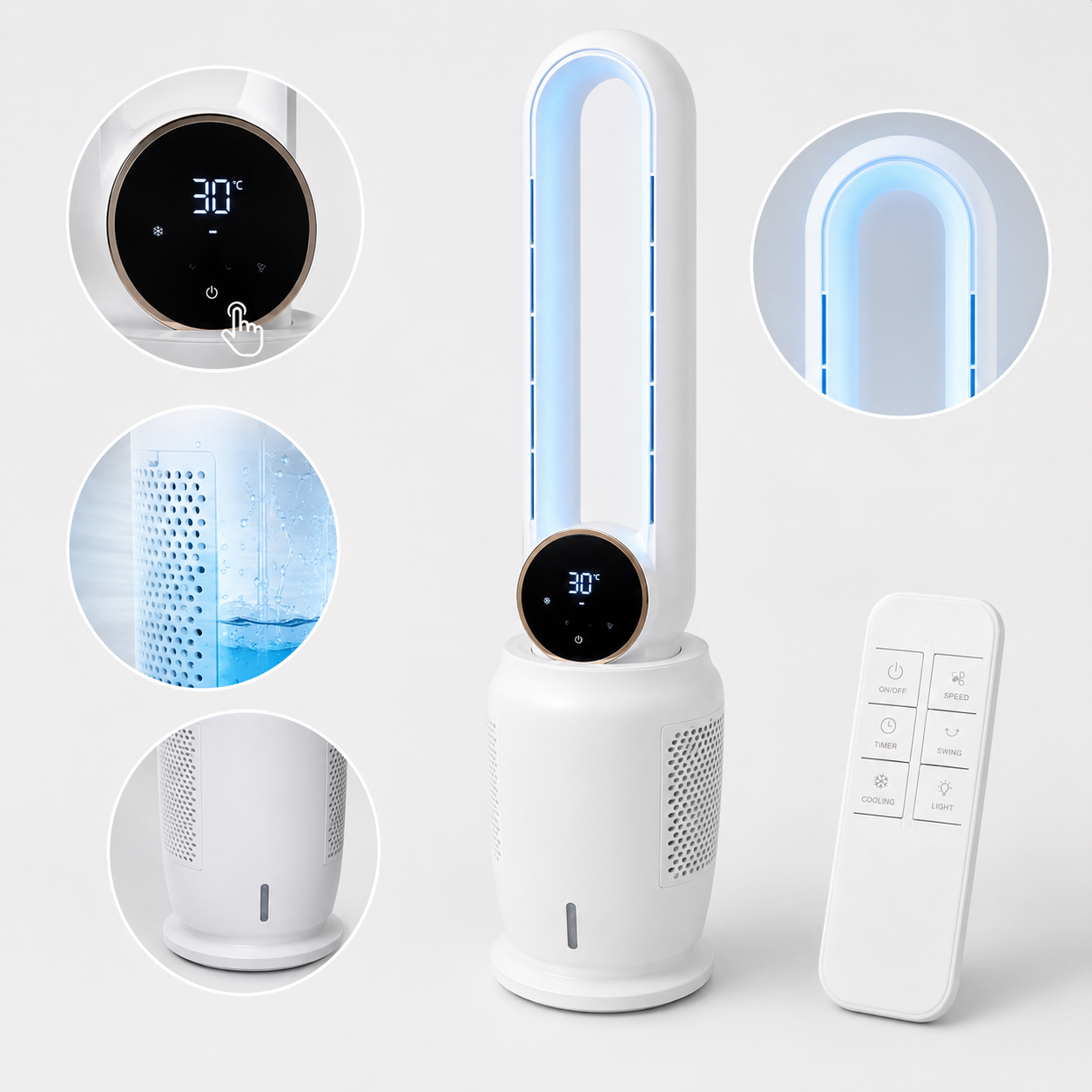 Portable Evaporative Air Cooler Fan with Ice Cooling
