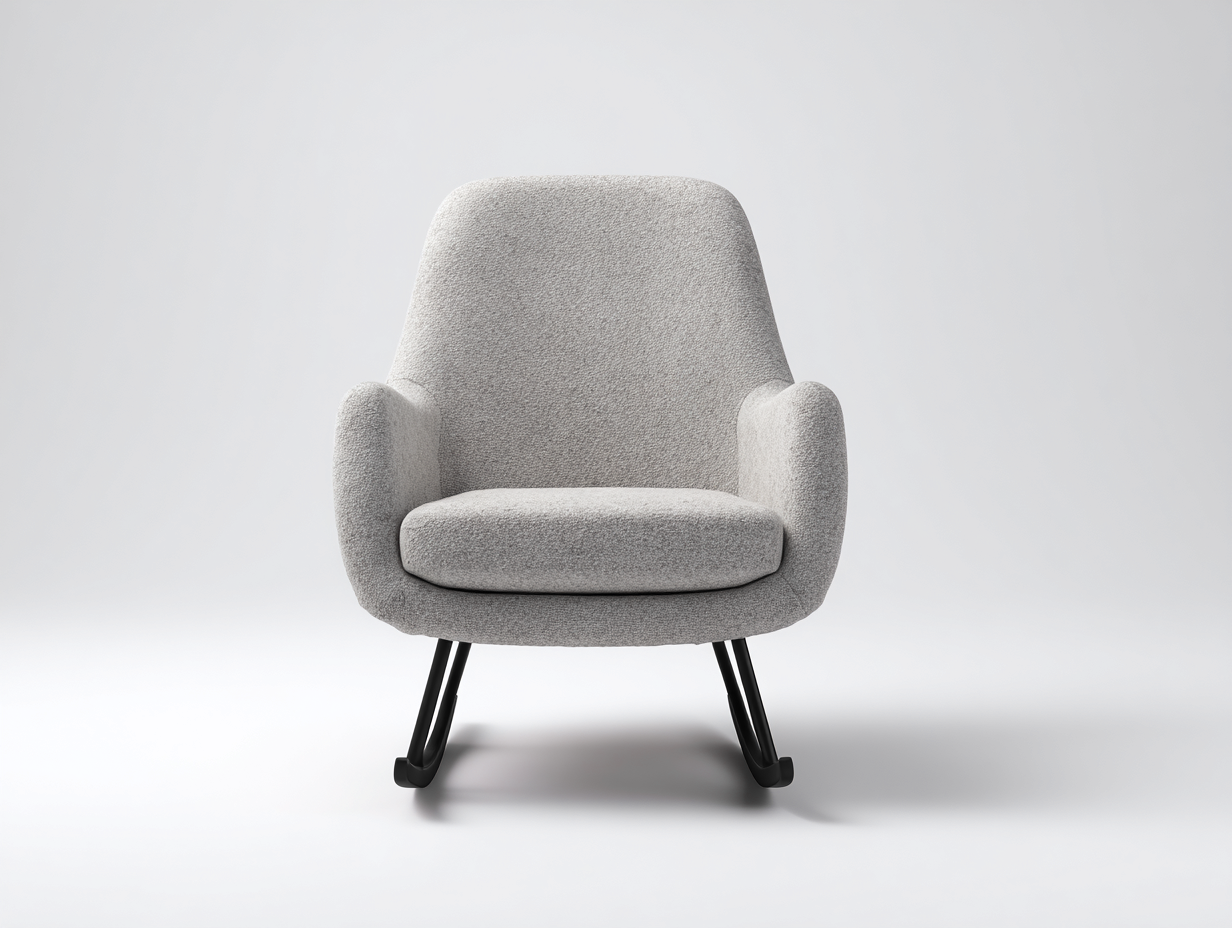 Sedia a dondolo-Tessuto-Metallo-74x70x88 cm-Grigio chiaro-Nero-Stile minimalista-Karayinterior