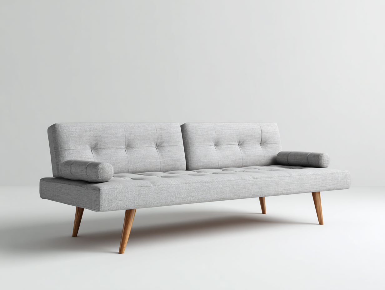 Divano a due posti letto-Tessuto-Legno-188x86x78 cm-Grigio chiaro-Stile minimalista-Karayinterior