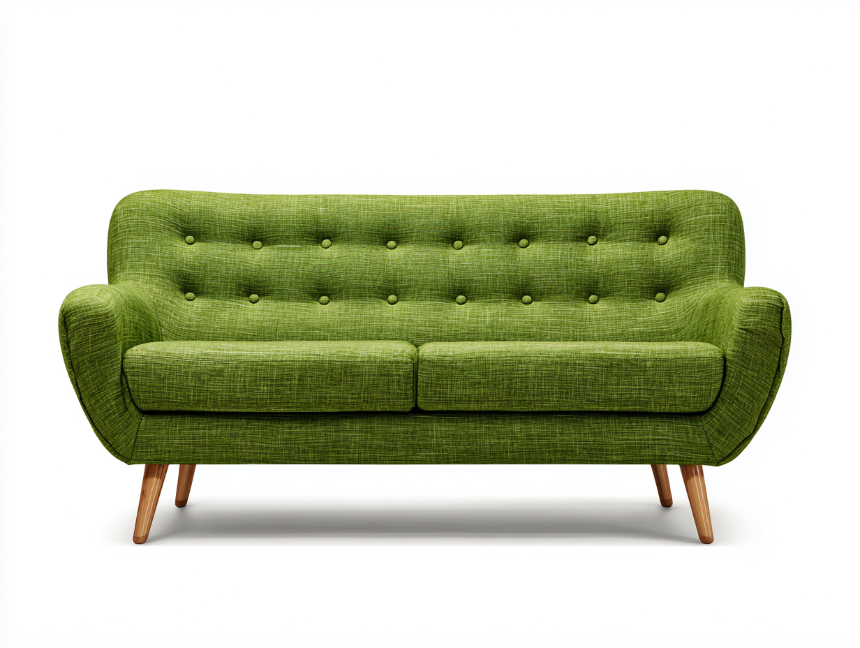 Divano a due posti-Tessuto-Legno-186x84x80 cm-Verde oliva-Stile vintage-Karayinterior