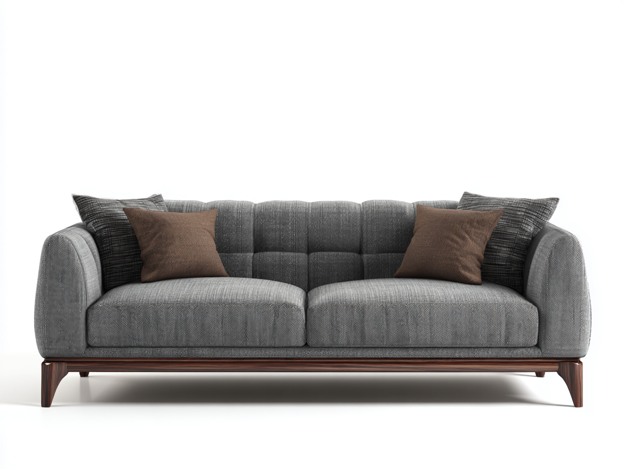 Divano a due posti-Tessuto-Legno-200x90x80 cm-Grigio-Marrone-Stile contemporaneo-Karayinterior