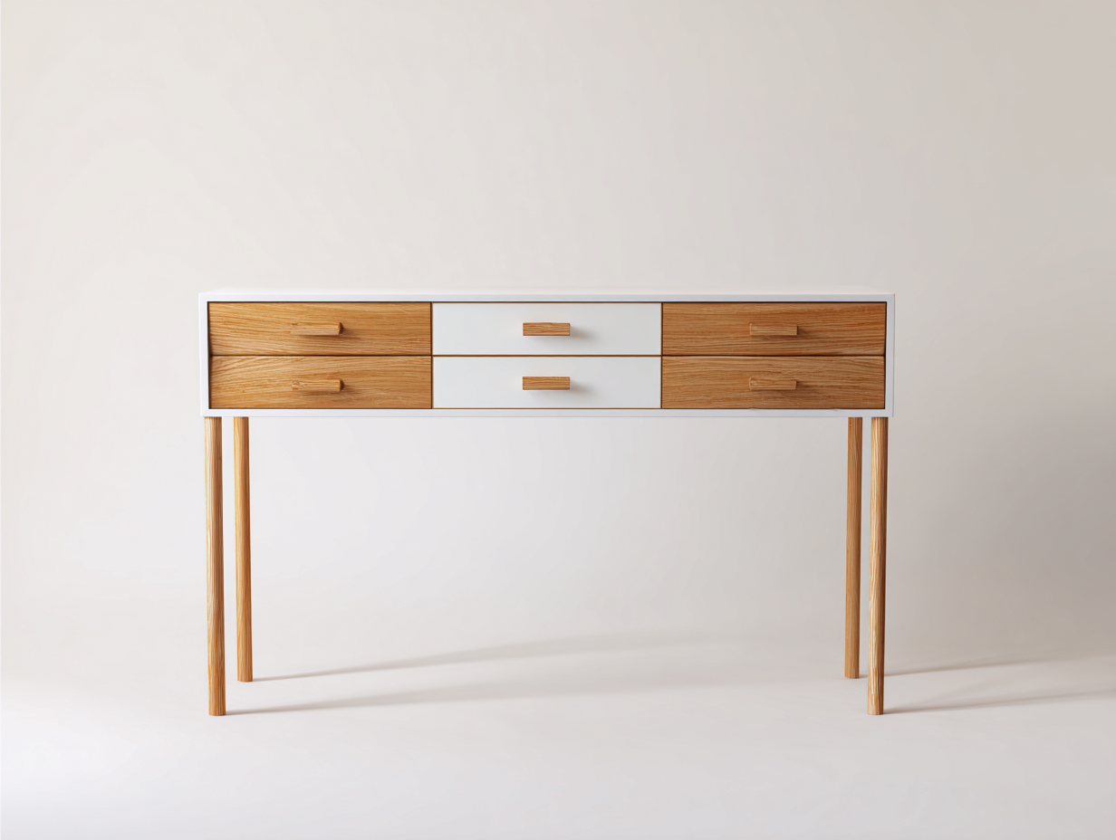 Scrivania-Legno-MDF-125x40x78 cm-Bianco-Naturale-Stile scandinavo-Karayinterior