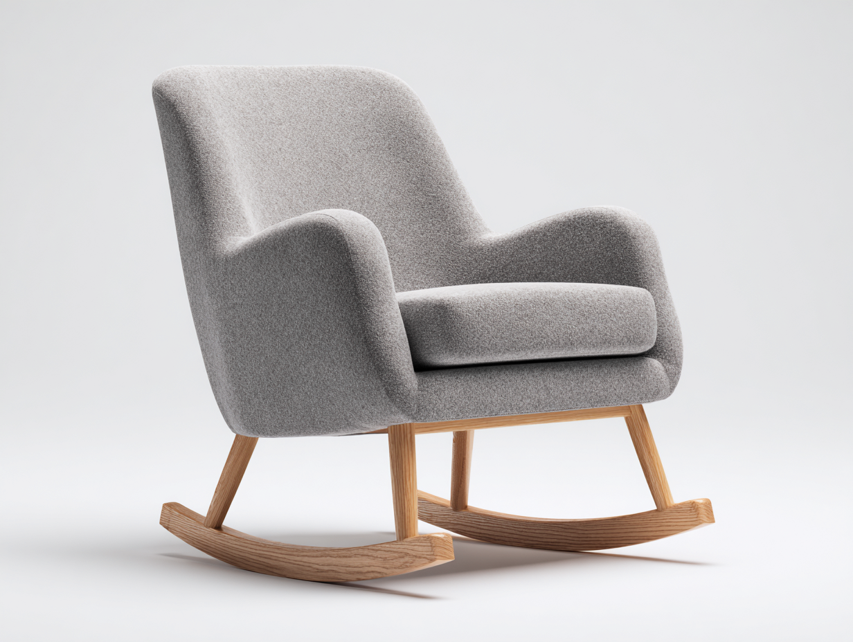 Sedia a dondolo - Tessuto-Legno - 75x88x91 cm - Grigio - Scandinavo-Karayinterior