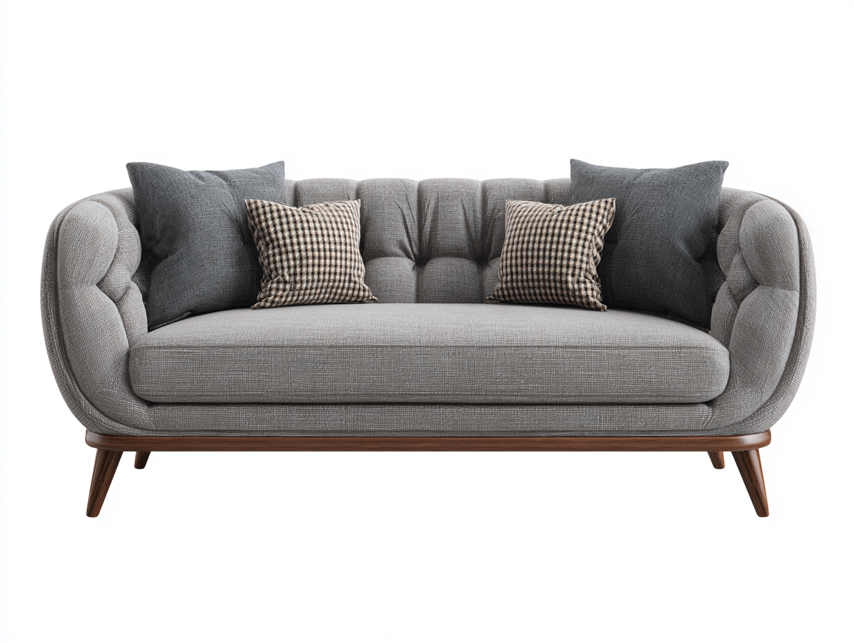 Divano a due posti-Tessuto-Legno-202x92x82 cm-Grigio chiaro-Stile Chesterfield moderno-Karayinterior