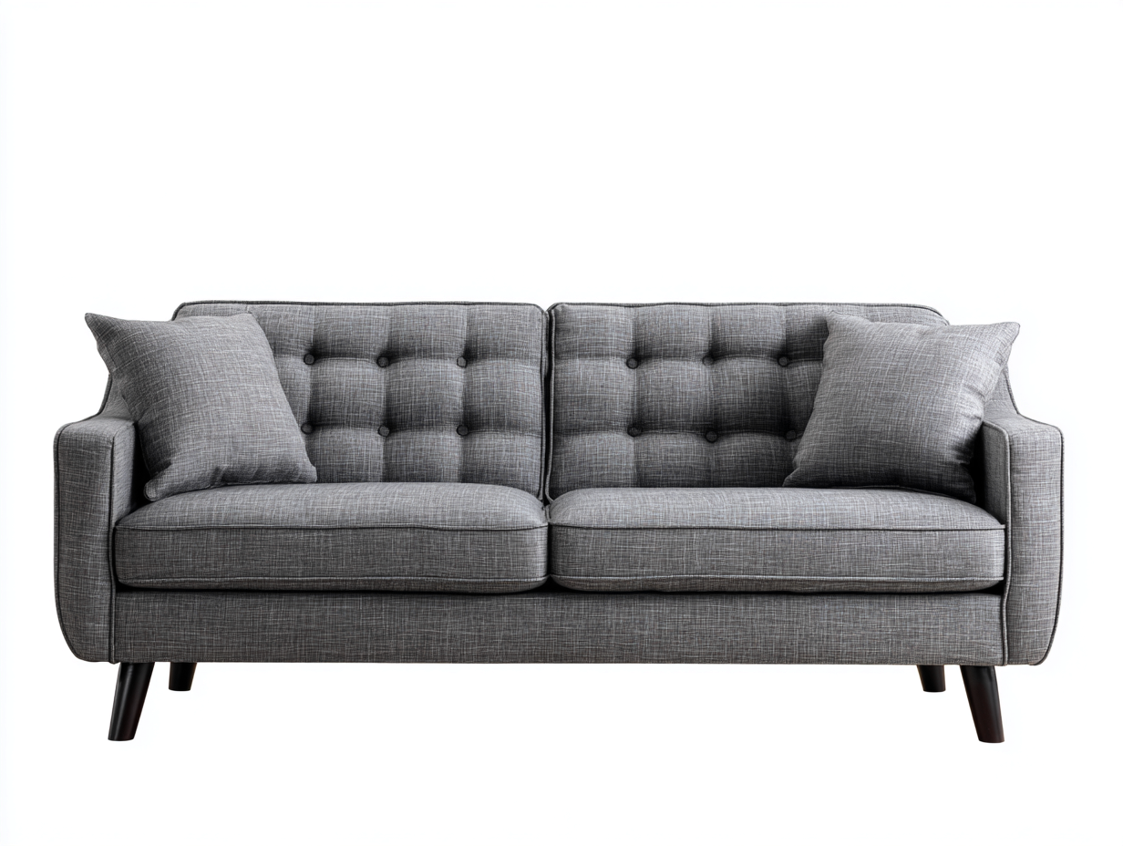 Divano a due posti-Tessuto-Legno-186x86x79 cm-Grigio-Stile moderno capitonné-Karayinterior