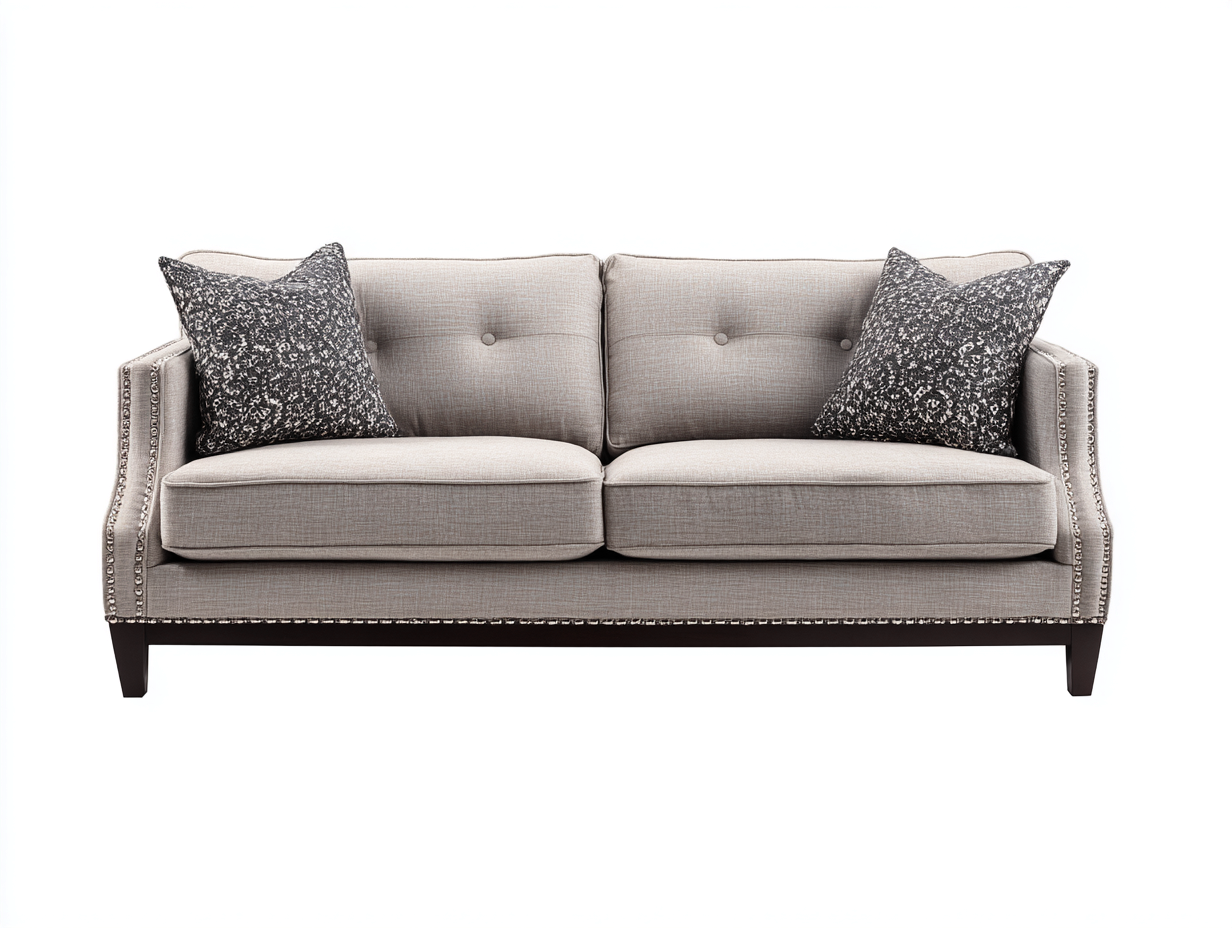 Divano a due posti-Tessuto-Legno-Metallo-196x88x78 cm-Beige-Classico contemporaneo-Karayinterior